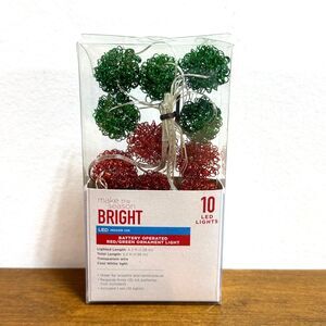 Make the Season Bright LED String Lights 10 Lights Red Green 5.2 ft Battery Op